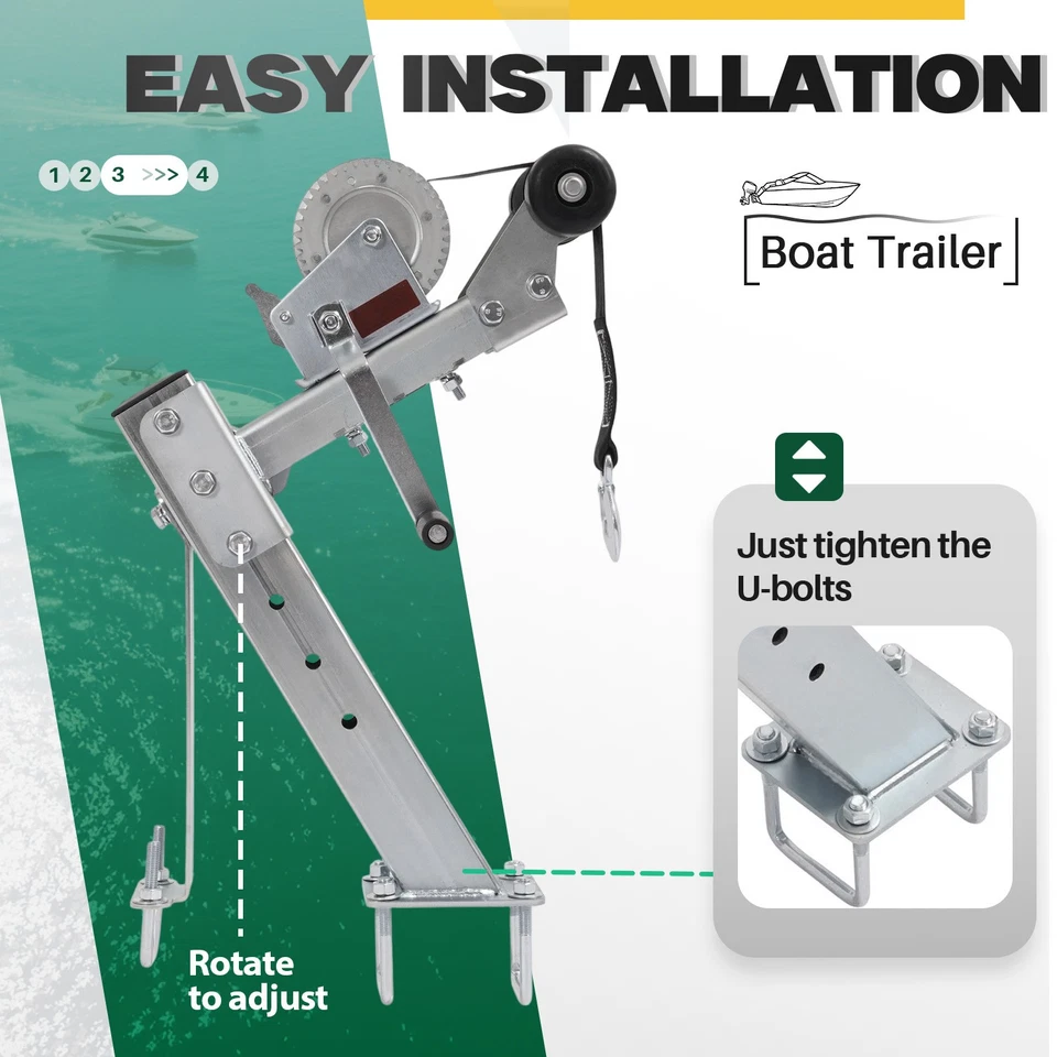 Soporte de cabrestante universal de acero de gran capacidad con cabrestante de 1400 lb galvanizado Foto 4 de 4