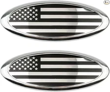 9.5 Inch Front Grille Rear Tailgate Emblem, Aluminum Oval Overlay-silver-9.5in