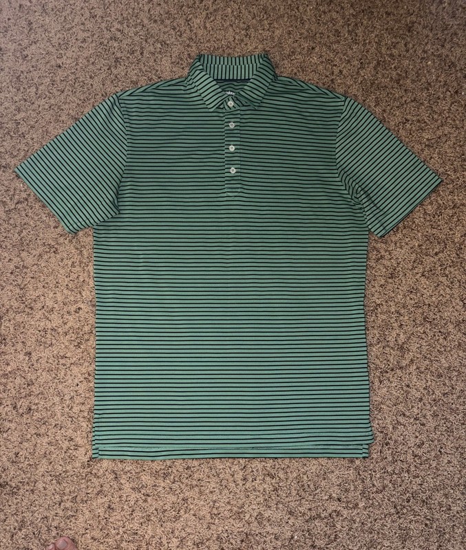 Johnnie O Polo Golf Shirt Striped Green & Blue Size Medium