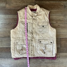 70s VINTAGE Size M Alpine Ski Puffer Vest Beige Quilted Utility Outdoor 1392