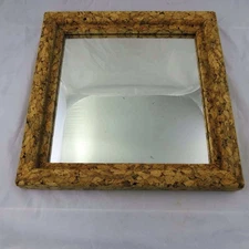 MCM French Porphyre Natural Cork Framed Mirror 16-1/2" x 16-1/2" Made in France