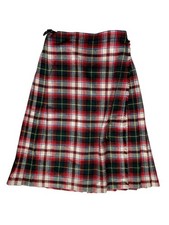 Vintage Deans of Scotland Wool Tartan Plaid Skirt Kilt Womens Size 10 Red Pleats
