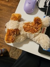 Aurora SCRUFF Puppy Dog Tan Brown 8in Laying Plush Worn 2015