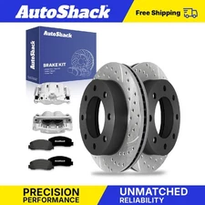 Front Drilled Slotted Brake Rotors Ceramic Pad Caliper for Ford F-250 Super Duty