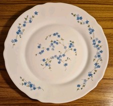  Vintage French Arcopal Milk Glass Dinner Plate Forget Me Not Floral 29cm