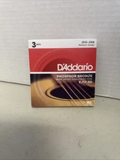 3 Sets EJ17 Acoustic Guitar Strings D'Addario EJ17-3D Phosphor Bronze Medium