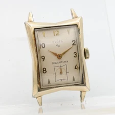 ELGIN MCM TANK 10k RGP WRIST WATCH FOR REPAIR 25.9x42.2mm CASE 17mm LUG (DE)