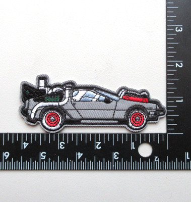  BACK TO THE FUTURE MOVIE DELOREAN CAR TIME MACHINE EMBROIDERED IRON ON PATCH
