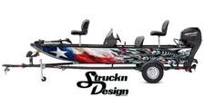 Bone Fish Skeleton Texas Flag Graphic Decal Kit Fishing Boat Wrap Vinyl USA