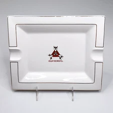Vintage Monte Cristo Cigar Ashtray Lg 9.5"x7.75" Ceramic White Gold Tobacciana