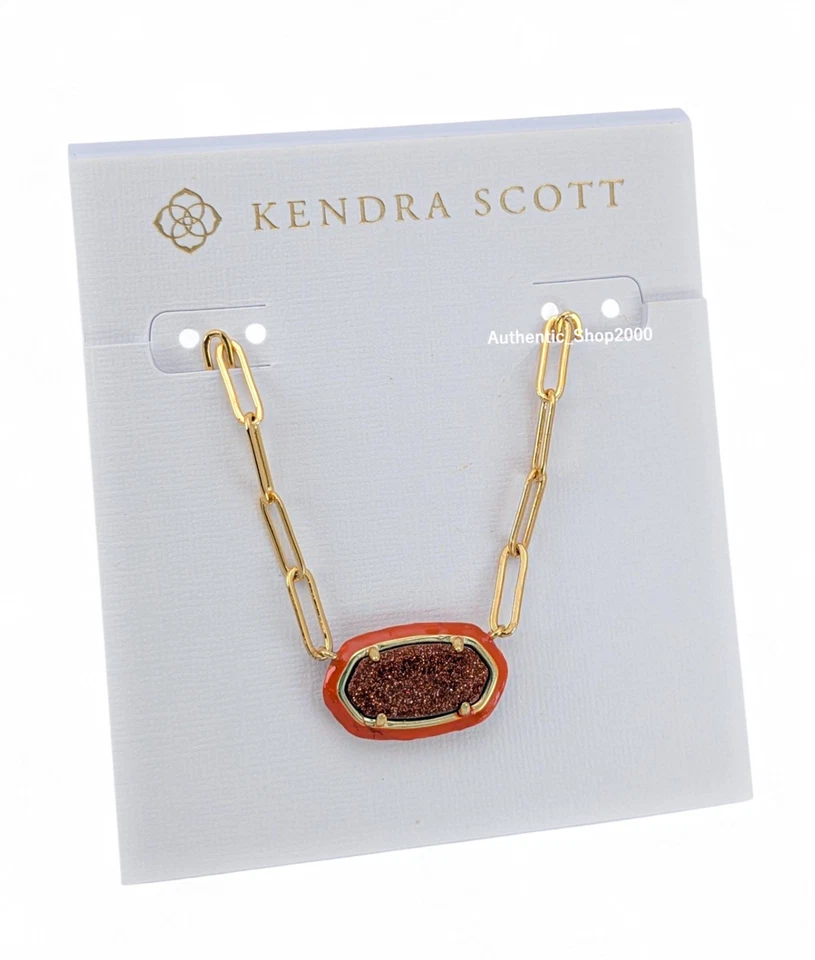 Nuevo Auténtico Collar de Cadena KENDRA SCOTT Oro Naranja Piedra Dorada Elisa Clip Foto 2 de 4