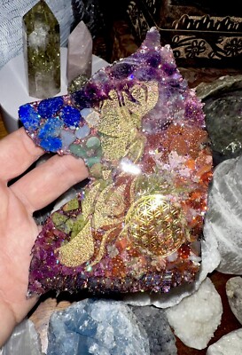 Wolf Goddess Orgone Crystal Charging Plate, EMF 5G Protection,elite Shungite