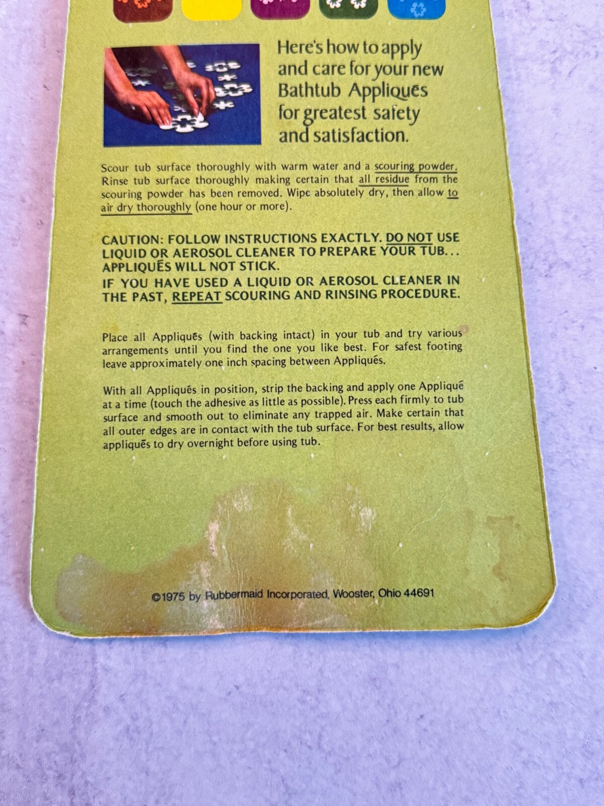 Vintage Rubbermaid Bathtub Appliques White Flowers 1975 NOS Bathroom