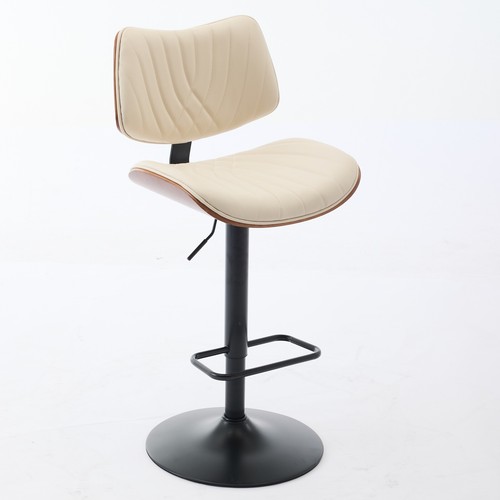Barstools PU 25-33.4" Walnut Bentwood Dining Chairs Kitchen Counter Stools Beige - Picture 5 of 11