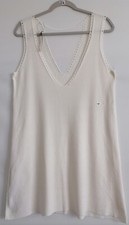 Asos Womens White Sleeveless V-Neck Cottagecore Preppy Rib Mini Dress Size 8
