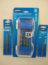 NEW Hart 10 Piece Titanium Drill Bit Set Easy Start & Extra Bit Sets Lot Bundle 