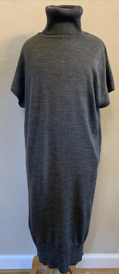 NWT STILE BENETTON Women's Sz  M Gray Wool Blend Turtleneck Sweater Dress