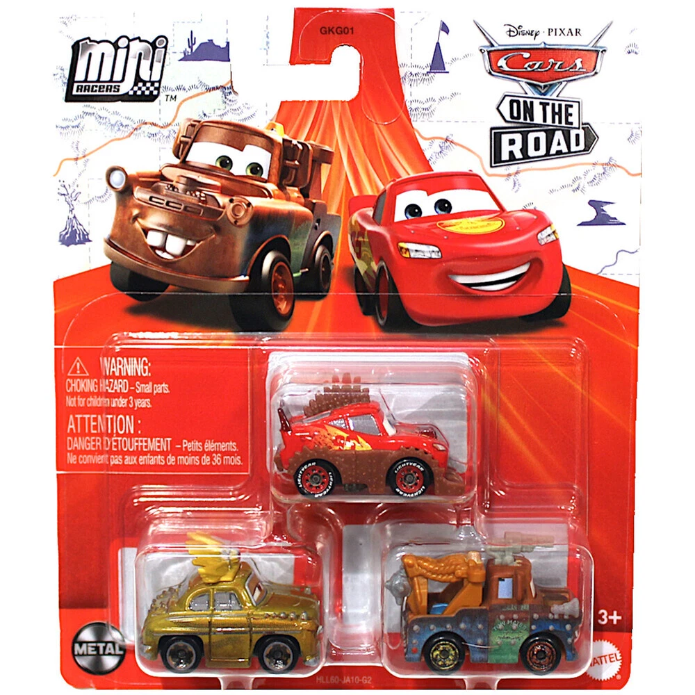  Disney Cars On The Road Mini Racers Road Warriors 3-Pack with  Rumbler Lightning McQueen, Rumbler Mater and Chieftess : Toys & Games