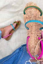 New Women's Bling Rhinestone Embellished Boho Flat Sandal Open Toe Ankle Strap