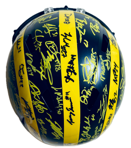 2023 MICHIGAN WOLVERINES TEAM SIGNED FOOTBALL HELMET COA 70+ AUTOS J.J. MCCARTHY - Picture 6 of 8