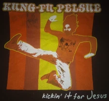 Vtg AARON PELSUE BAND Signed Autographed TOUR T-SHIRT S Kung-Fu Kickin' Jesus