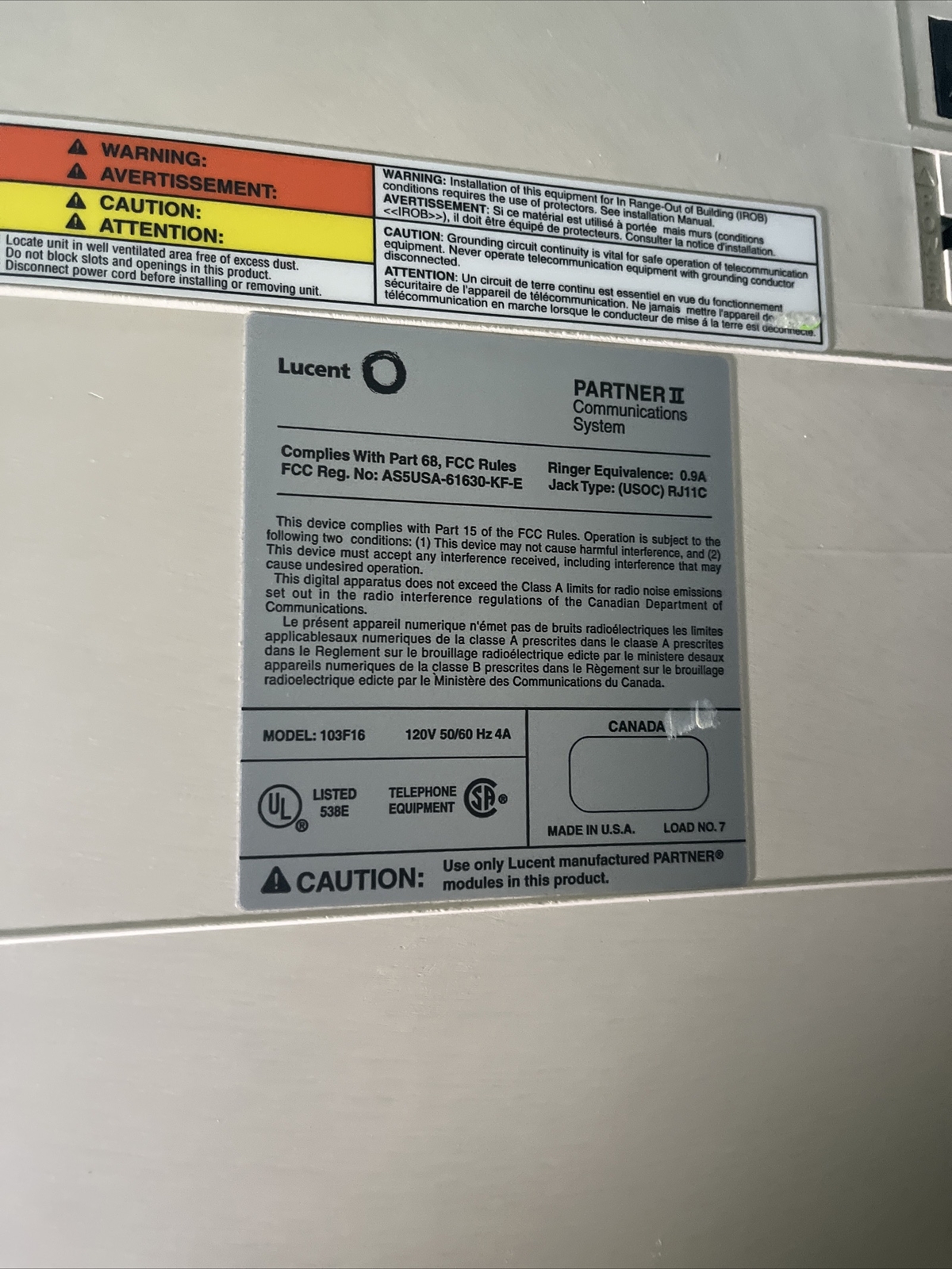 LUCENT PARTNER 2 Business Phone Communication System w Voice Messaging