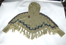 La Mamita 100 Alpaca Olive Kids Poncho Hooded Sweater