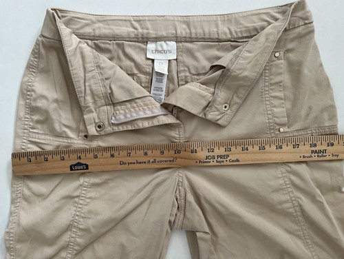 Chico's 0 (Women's Size 4) Bermuda Shorts, Solid Khaki, Inseam 9 in EUC - Picture 9 of 12