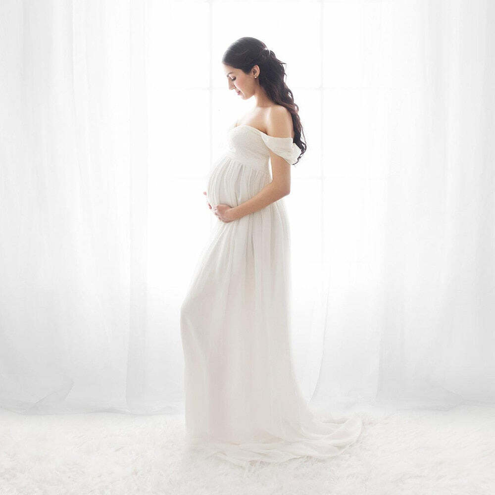 Women's Off Shoulder Chiffon Maternity Portrait Dress | eBay