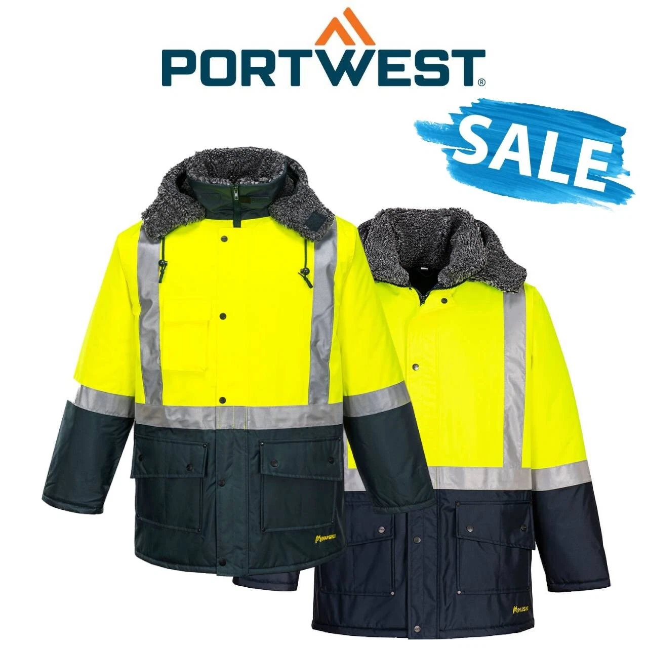SALE! Portwest Mens Huski Hi-Vis Contrast Freezer Reflective Jacket K8044