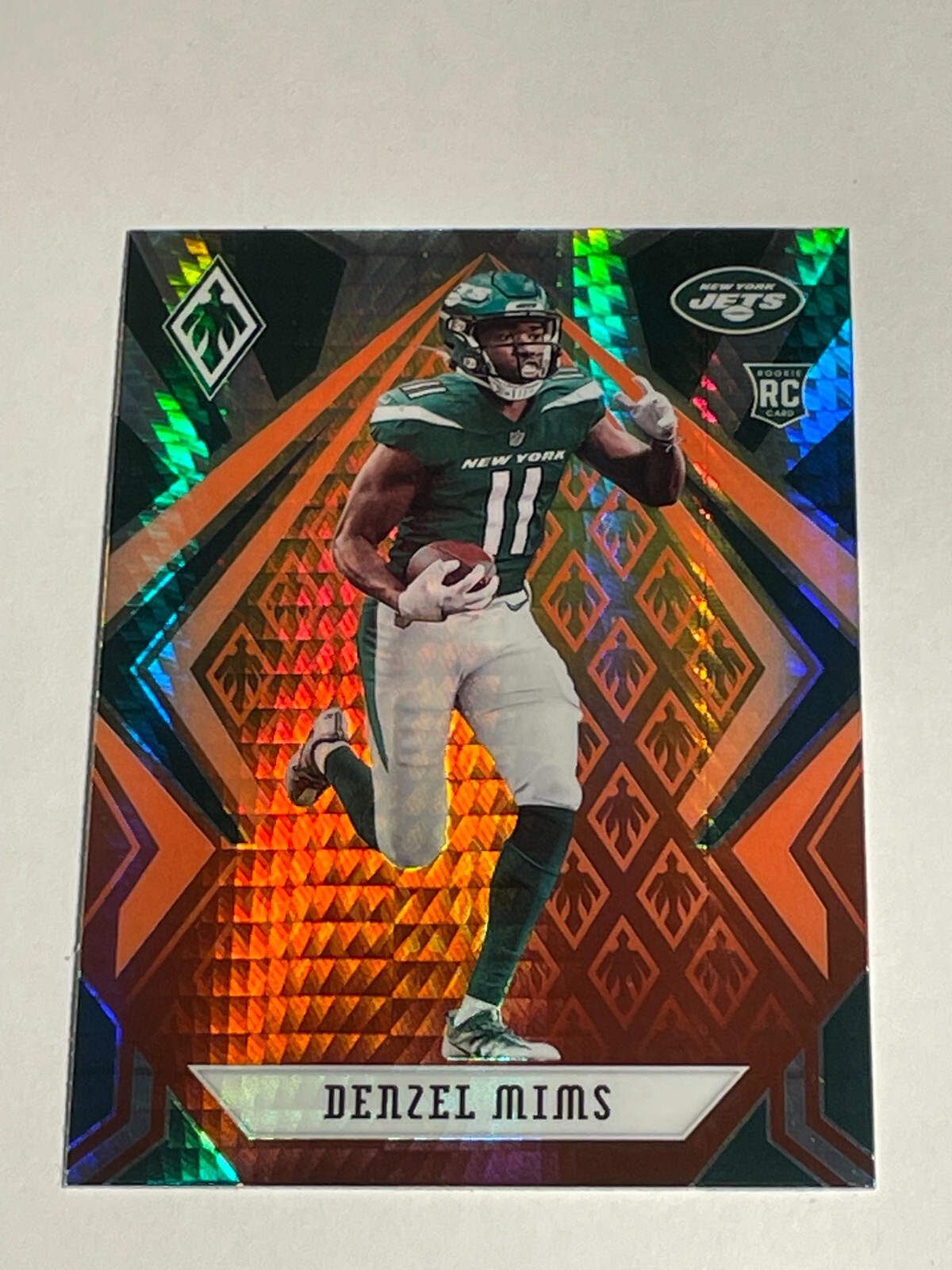 2020 Panini Phoenix #123 Denzel Mims Fireburst Refractor Rookie RC Jets