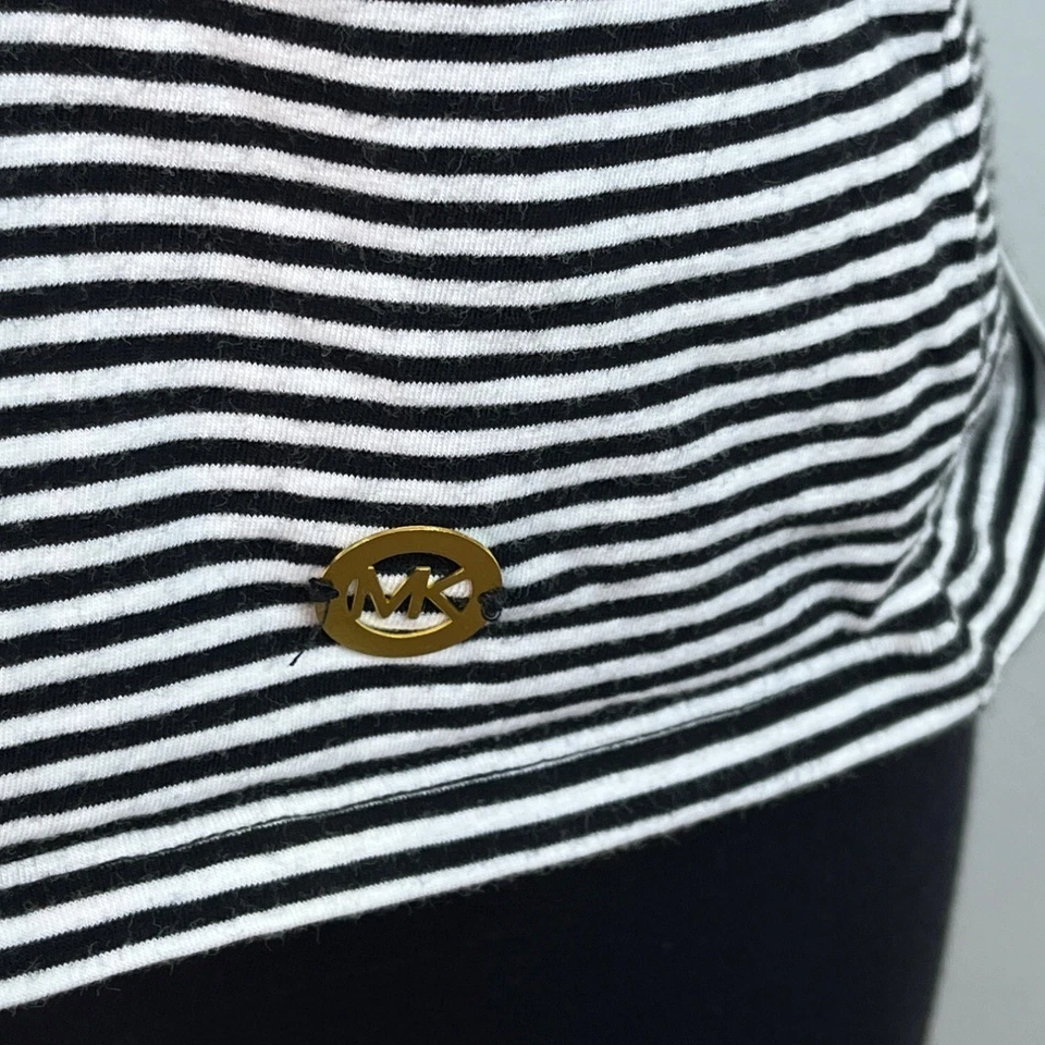 Camisa Top Michael Kors a Rayas Hombro Frío Blanco y Negro para Mujer Talla L Foto 4 de 4
