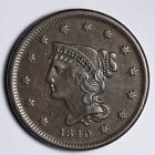 1840 Small Date Braided Hair Large Cent Au+ E106 Zx