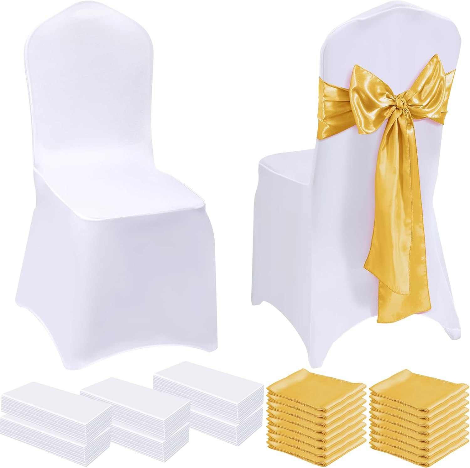 Covers & Sashes Set - Gold & White Decoration