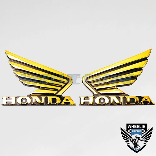 3.5" 3D ABS BLACK&CHROME GOLD LETTER WING LOGO DECAL EMBLEM TANK/FENDER STICKER - Foto 2 di 4
