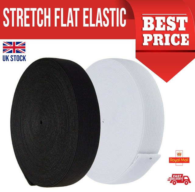 STRETCH FLAT ELASTIC Black & White- ¼ ½ 1 inch- ✅PREMIUM GRADE SHIP FROM UK✔ STRETCH FLAT ELASTIC Black & White- ¼ ½ 1 inch- ✅PREMIUM GRADE SHIP FROM UK✔