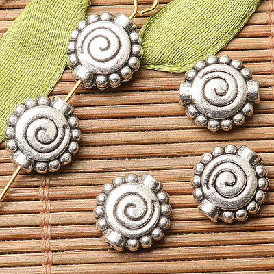 20pcs dark silver color 2sided 10.7mm wide swirl pattern spacer  bead  EF2679