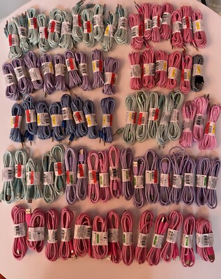 80 Wireless Gear 6ft 10ft Fabric Micro USB AUX Cable Assorted LOT $500 RETAIL !!