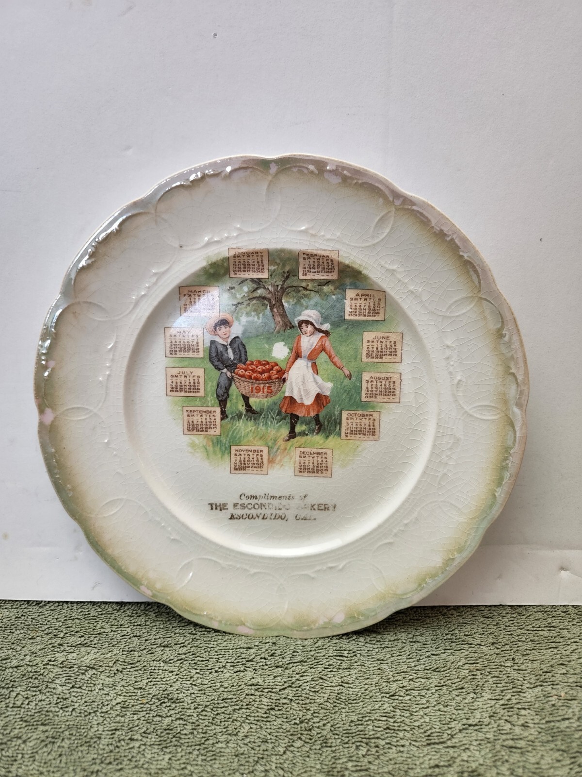 1915 Advertising Calendar Plate THE ESCONDIDO BAKERY, California. eBay