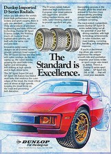 1985 Porsche Dunlop Tire 924 - Original Advertisement Car Print Ad J330