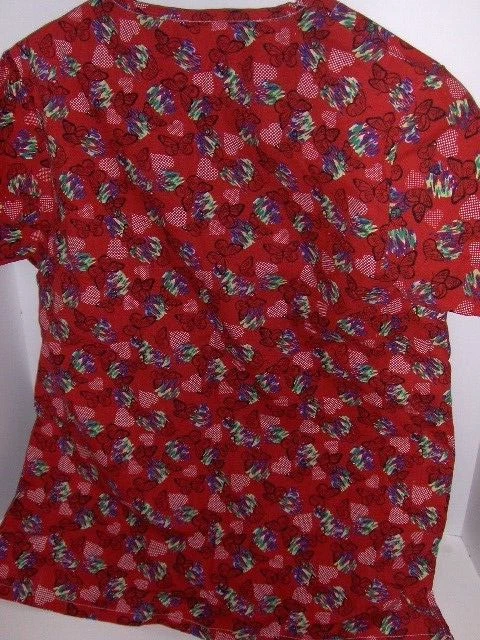 Liberty Scrubs - hearts and butterflies scrub top - Large - Image 3 of 3