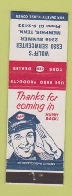 Matchbook Cover - Esso oil gas Wolff's Memphis TN