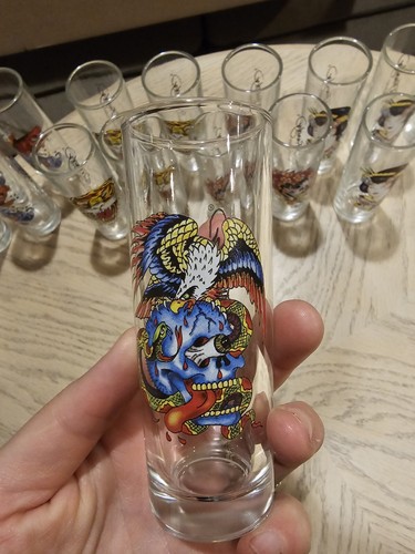 Ed Hardy Tall Shooter Shot Glasses by Christian Audigier Set of 18 - 2 Ounces - Picture 9 of 10