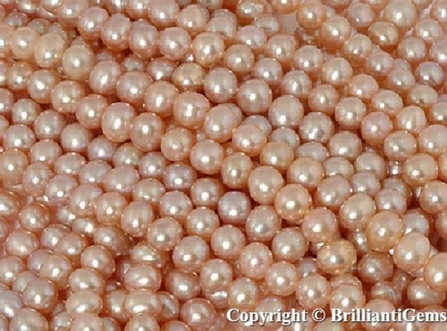 AAAA Grade 6.5mm-7mm NATURAL PINK (not dyed) Off Round Freshwater Pearls - Picture 3 of 3