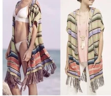 Anthropologie Moth Oversized Small Calexico Fringe Poncho Sweater