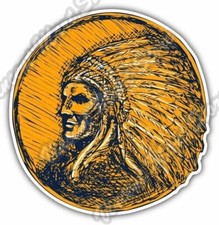 Indian Chief Head Apache Native Gift Idea Car Bumper Vinyl Sticker Decal 4.6"