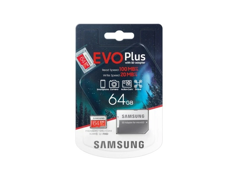 Micro SD Samsung EVO plus 64GB scheda Memoria 100MBs class 10 UHS-I MicroSD Card - Immagine 4 di 4