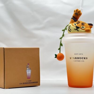 2023 Starbucks Autumn Cute Tiger Glass Cup Tumbler Ceramic Mugs Authentic
