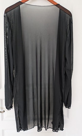 Black Shear Sexy Womens Size Medium Robe Kaftan Mesh Open Front Lightweight