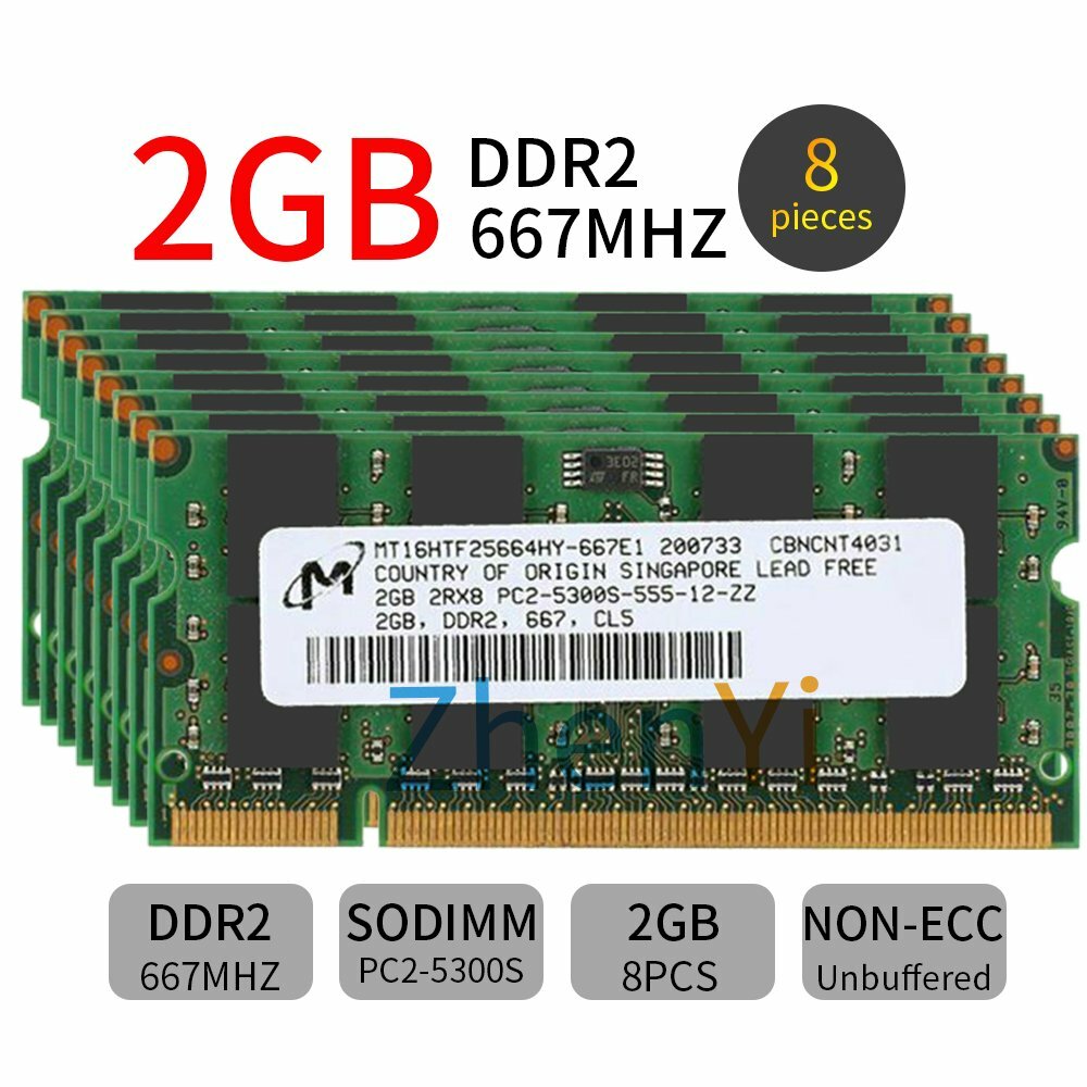 Kit De 4GB RAM DDR2 SODIMM Pour PC Portable - 2x 2GB, 667MHz, PC2-5300, 200 Broches